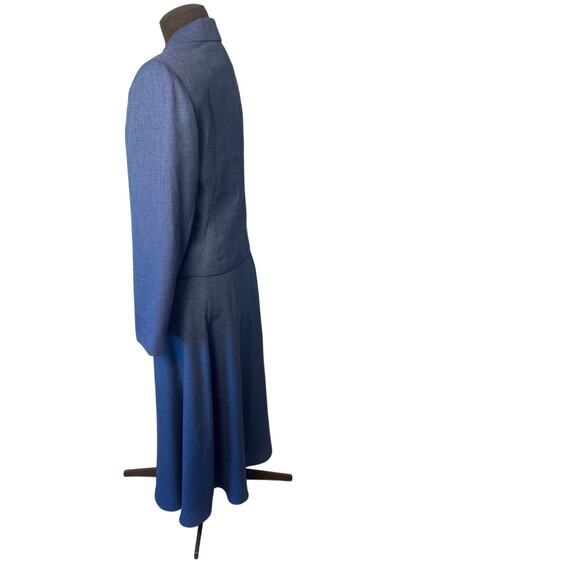 Clio Retro Style Blue Tailored Blazer Suit A Line Skirt Career Office Size 10 - Picture 4 of 11